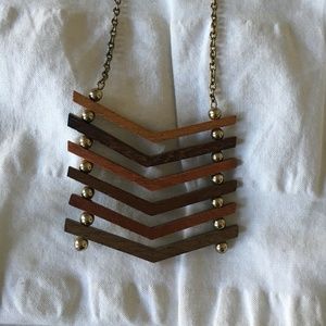 Wooden Necklace w/ Gold Chain